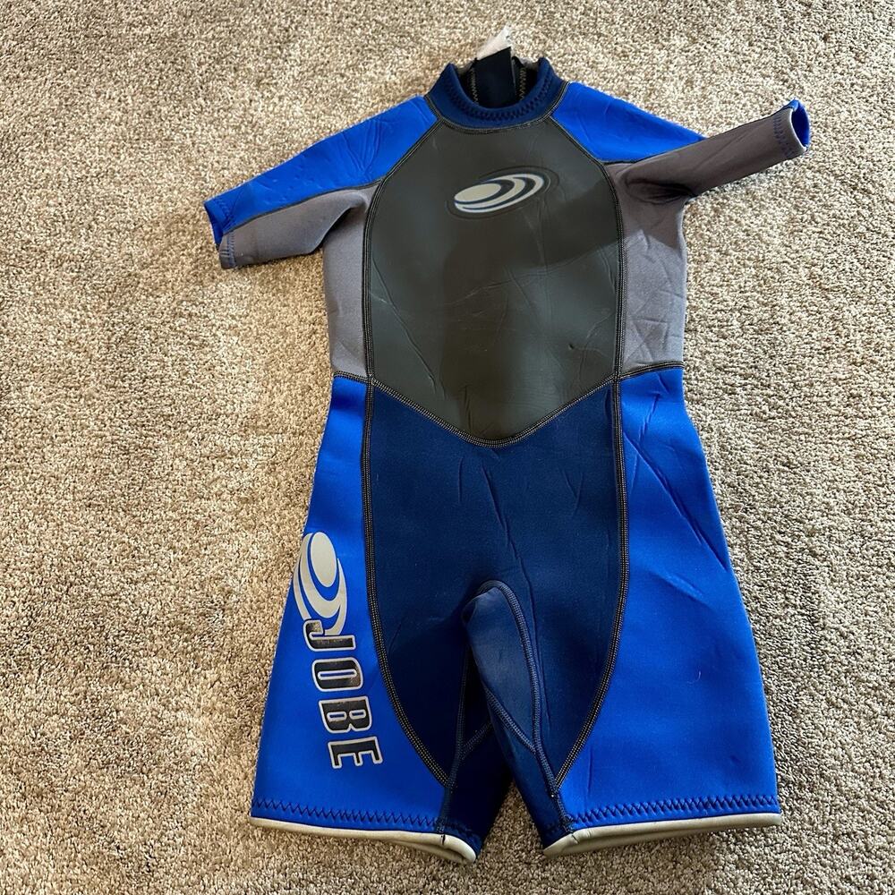 JOBE Black & Blue Short Sleeve Shorty Wetsuit Nylon Kids NO SIZE CHECK PICS